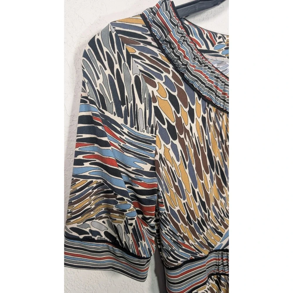 Max and Cleo Dress Multicolor Abstract Print Short Sleeve Tie Waist Women's - Picture 5 of 6
